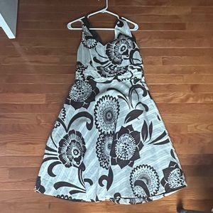 Cute Brown and White Floral Dress- Fairycore